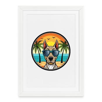 Belgian Pointer Dog Breed Cartoon Sunglasses Beach - Framed poster (27 × 37 cm) - white - Front