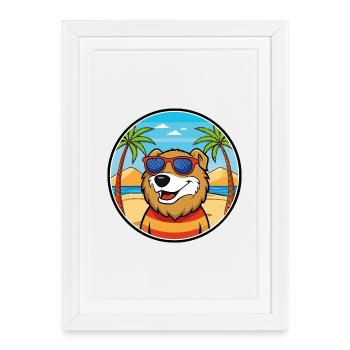 Armenian Gampr Dog Breed Cartoon Sunglasses Beach - Framed poster (27 × 37 cm) - white - Front