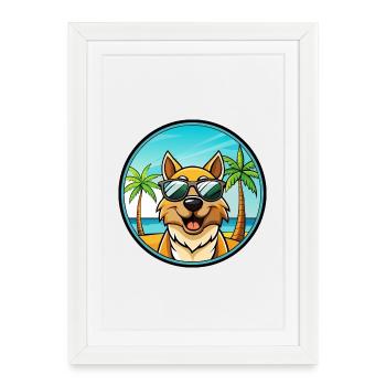 Rajapalayam Dog Breed Cartoon Sunglasses Beach - Framed poster (27 × 37 cm) - white - Front