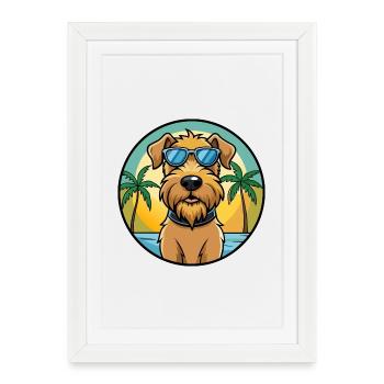Wheaten Terrier à poil doux Dessin animé de race de chien - Affiche encadrée (27 × 37 cm) - blanc - Devant