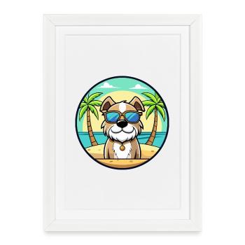 Tornjak Dog Breed Cartoon Sunglasses Beach - Framed poster (27 × 37 cm) - white - Front