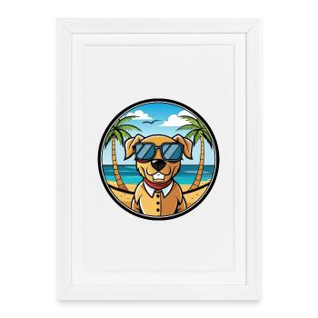 Southern Hound Dog Breed Cartoon Sunglasses Beach - Framed poster (27 × 37 cm) - white - Front