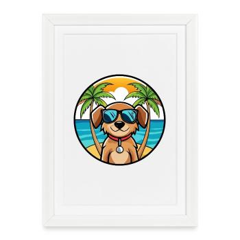 Smalandsstovare Dog Breed Cartoon Sunglasses Beach - Framed poster (27 × 37 cm) - white - Front