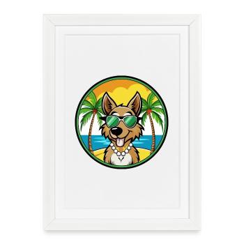 Segugio Italiano Race Chien Dessin Animé Lunettes De Soleil Plage - Affiche encadrée (27 × 37 cm) - blanc - Devant