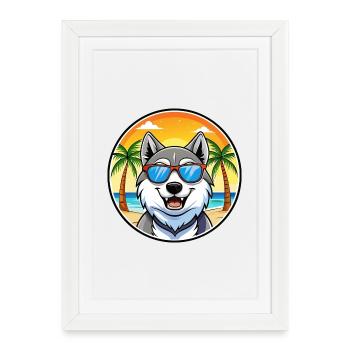 Lunettes de soleil Seppala Siberian Sleddog Breed Cartoon - Affiche encadrée (27 × 37 cm) - blanc - Devant