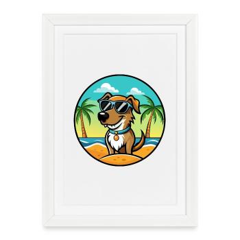 Schweizer Laufhund Lunettes de soleil de dessin animé Dog Breed - Affiche encadrée (27 × 37 cm) - blanc - Devant