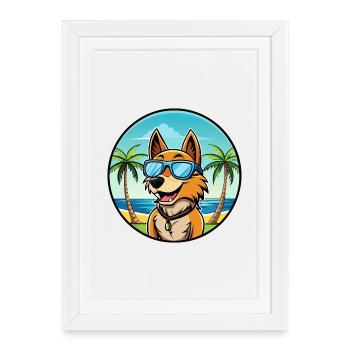Schillerstovare Dog Breed Cartoon Sunglasses Beach - Framed poster (27 × 37 cm) - white - Front