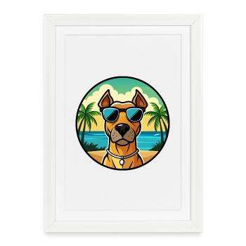 Rhodesian Ridgeback Dog Breed Cartoon Sunglasses - Framed poster (27 × 37 cm) - white - Front