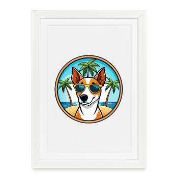 Smooth Fox Terrier Dog Breed Cartoon Sunglasses - Framed poster (27 × 37 cm) - white - Front