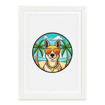 Lunettes de soleil péruviennes Inca Orchid Dog Breed Cartoon - Affiche encadrée (27 × 37 cm) - blanc - Devant