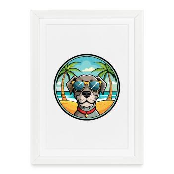 Old Danish Pointer Dog Breed Cartoon Sunglasses - Framed poster (27 × 37 cm) - white - Front