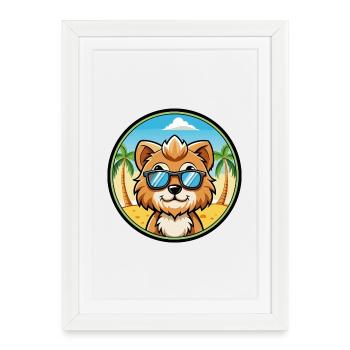 Lunettes de soleil Lowchen Little Lion Dog Breed Cartoon - Affiche encadrée (27 × 37 cm) - blanc - Devant