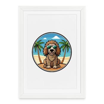 Lunettes de soleil de dessin animé de race de chien d’épagneul d’eau irlandais - Affiche encadrée (27 × 37 cm) - blanc - Devant