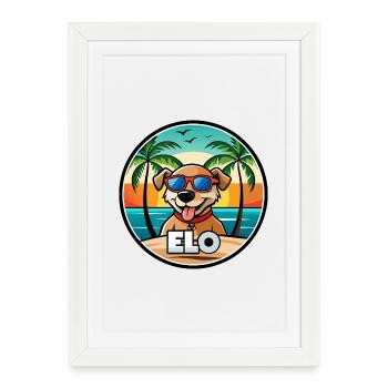Dog Breed Cartoon Sunglasses Beach - Framed poster (27 × 37 cm) - white - Front