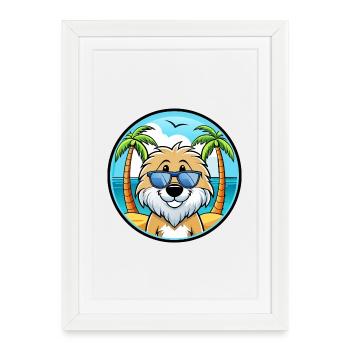 Frisian Water Dog Breed Cartoon Sunglasses Beach - Framed poster (27 × 37 cm) - white - Front
