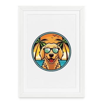 Flat Coated Retriever Dog Breed Cartoon Sunglasses - Framed poster (27 × 37 cm) - white - Front
