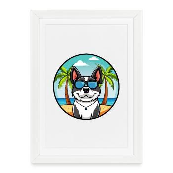 Cierny Sery Dog Breed Cartoon Sunglasses Beach - Framed poster (27 × 37 cm) - white - Front