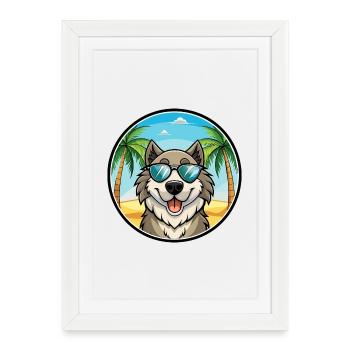 Caucasian Shepherd Dog Breed Cartoon Sunglasses - Framed poster (27 × 37 cm) - white - Front