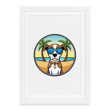 Burgos Pointer Dog Breed Cartoon Sunglasses Beach - Framed poster (27 × 37 cm) - white - Front