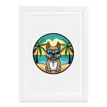 Lunettes de soleil Braque Du Bourbonnais Dog Breed Cartoon - Affiche encadrée (27 × 37 cm) - blanc - Devant