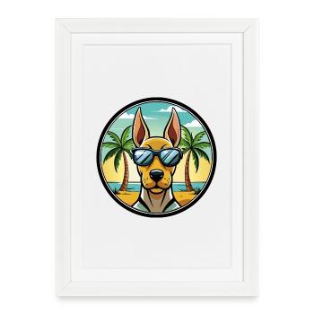 Belgian Pointer Dog Breed Cartoon Sunglasses Beach - Framed poster (27 × 37 cm) - white - Front