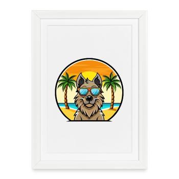 Lunettes de soleil belges Groenendael Dog Breed Cartoon - Affiche encadrée (27 × 37 cm) - blanc - Devant