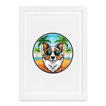 Australian Shepherd Dog Breed Cartoon Sunglasses - Framed poster (27 × 37 cm) - white - Front