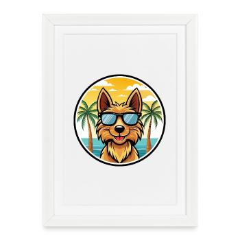 Australian Terrier Dog Breed Cartoon Sunglasses - Framed poster (27 × 37 cm) - white - Front
