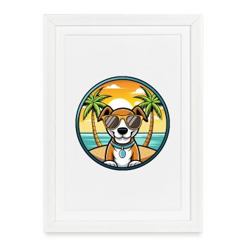 Ariege Pointer Dog Breed Cartoon Sunglasses Beach - Framed poster (27 × 37 cm) - white - Front