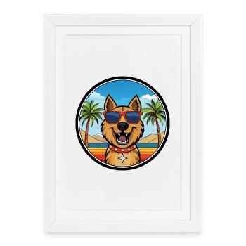 Armenian Gampr Dog Breed Cartoon Sunglasses Beach - Framed poster (27 × 37 cm) - white - Front