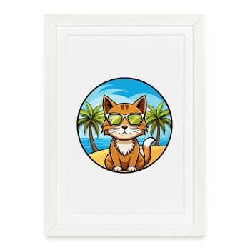 Havana Brown Cat Breed Cartoon Lunettes de soleil Plage - Affiche encadrée (27 × 37 cm) - blanc - Devant