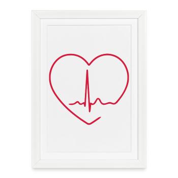 Heartbeat ECG Line Medical Pulse Wave Icon Vector - Framed poster (27 × 37 cm) - white - Front