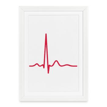 Heartbeat ECG Line Medical Pulse Wave Icon Vector - Framed poster (27 × 37 cm) - white - Front