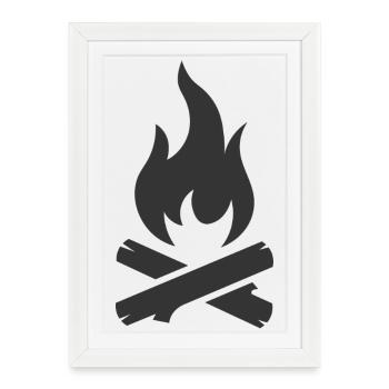 Symbole du logo du feu de camp - Affiche encadrée (27 × 37 cm) - blanc - Devant