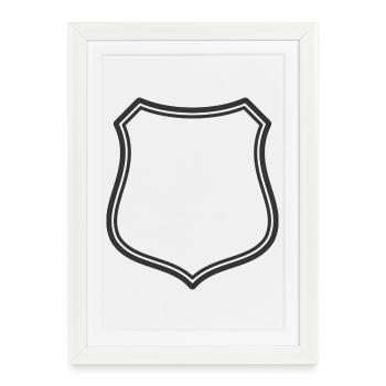 Blank Shield Line Icon Badge Crest Outline Symbol - Framed poster (27 × 37 cm) - white - Front