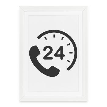 Service 24h/24 et 7h/24 - Affiche encadrée (27 × 37 cm) - blanc - Devant