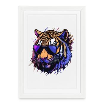 Retro cool tiger head - Framed poster (27 × 37 cm) - white - Front