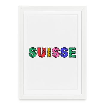 SUISSE. PAYS. GENEVE. HUMOUR. DRAPEAU. GENEVE - Affiche encadrée (27 × 37 cm) - blanc - Devant