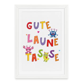 bonne humeur Mug - Affiche encadrée (27 × 37 cm) - blanc - Devant
