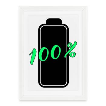 Batterie a 100% complète énergie - Affiche encadrée (27 × 37 cm) - blanc - Devant