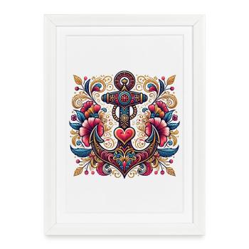 Anchor with heart - Framed poster (27 × 37 cm) - white - Front
