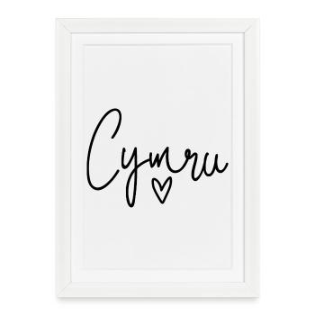 Cymru Calon Pays de Galles Coeur - Affiche encadrée (27 × 37 cm) - blanc - Devant