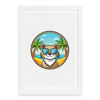 Siberian Cat Breed Cartoon Sunglasses Beach - Framed poster (27 × 37 cm) - white - Front