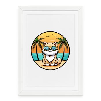 Colorpoint Persian Cat Breed Cartoon Sunglasses - Framed poster (27 × 37 cm) - white - Front