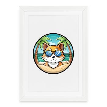 Ragdoll Cat Breed Cartoon Lunettes de soleil Beach - Affiche encadrée (27 × 37 cm) - blanc - Devant