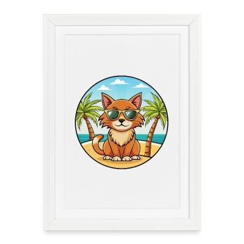 Havana Brown Cat Breed Cartoon Sunglasses Beach - Framed poster (27 × 37 cm) - white - Front