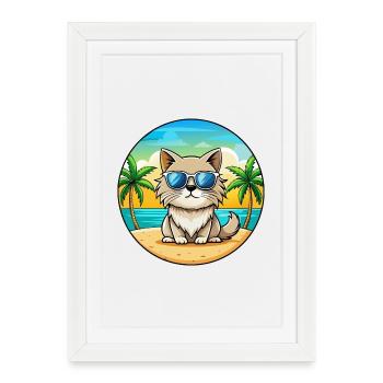 Colorpoint Persian Cat Breed Cartoon Sunglasses - Framed poster (27 × 37 cm) - white - Front
