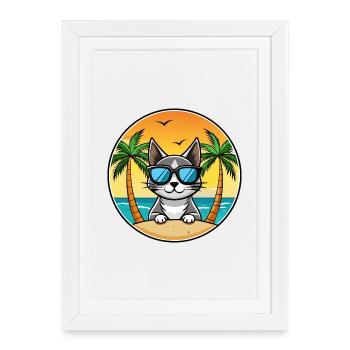 Bombay Cat Breed Cartoon Lunettes de soleil Beach - Affiche encadrée (27 × 37 cm) - blanc - Devant