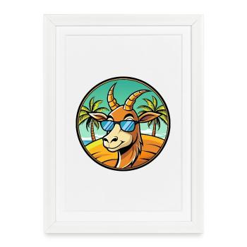 Lunettes de soleil de plage d’été de dessin animé drôle d’antilope - Affiche encadrée (27 × 37 cm) - blanc - Devant