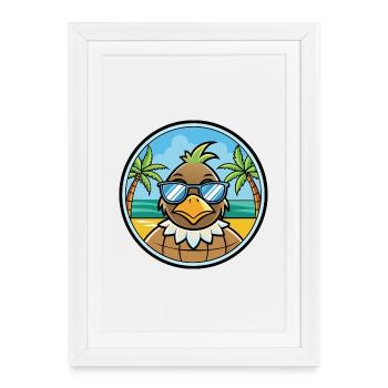 Quail Funny Cartoon Summer Beach Sunglasses Cool - Framed poster (27 × 37 cm) - white - Front